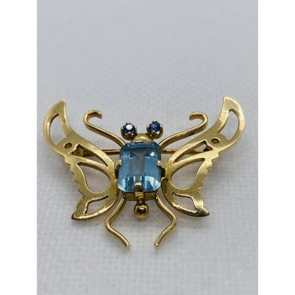 Tiffany & Co 14K 585 Yellow Gold Butterfly Brooch Vintage - Picture 2 of 14